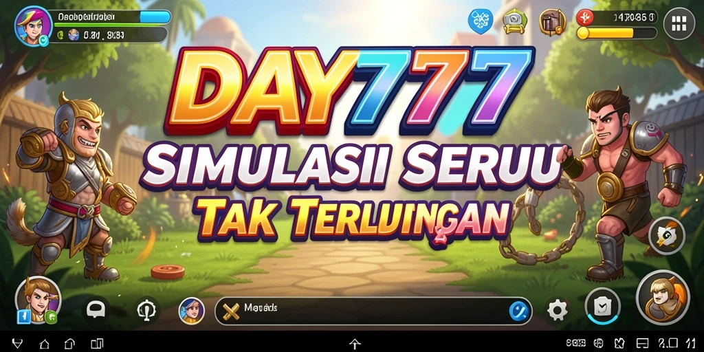 Tampilan gameplay DAY777 menampilkan dunia simulasi yang interaktif dan menarik.